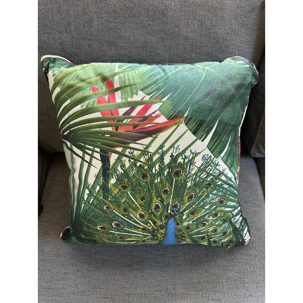 Madison Sierkussen Flora Green Tropical Indoor Outdoor Zipper Pillow Cover